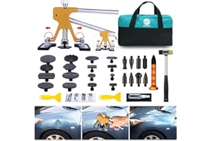GLISTON Paintless Dent Puller – Golden Dent Puller Kit, 35pcs Dent Remover Tools with Adjustable Width Dent Repair Tools for Car, DIY Auto Body Dent Repair