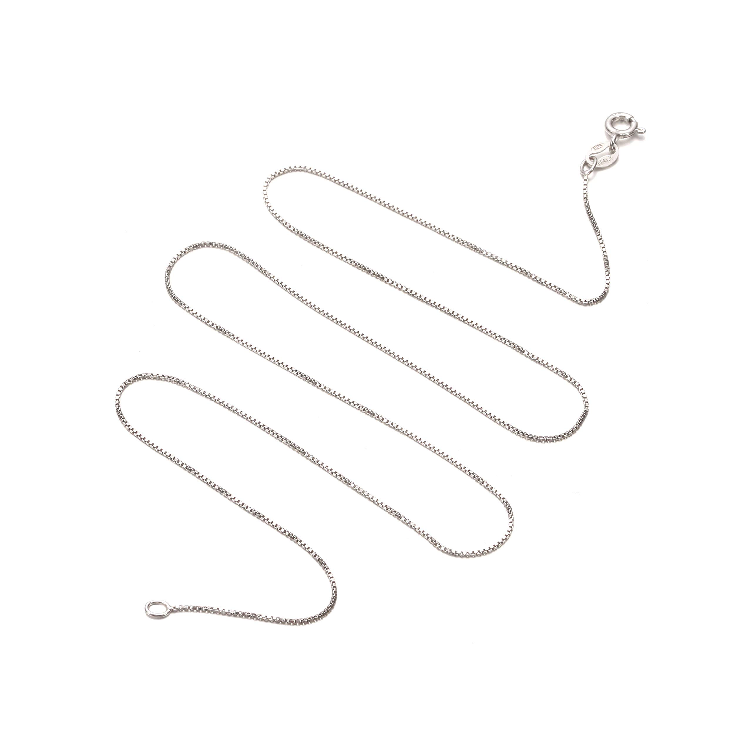 KEZEF Children's .8mm Thin Box Chain Italian 12" Necklace Available in 18K Gold Plated or Solid Sterling Silver
