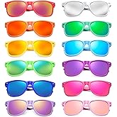 12/24 Pack Neon Color Sunglasses Classic Mirrored Lenses Glasses Men/Women Bulk Birthday Beach Pool Party Favors