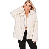NewEGG Womens Faux Shearling Jacket, Casual Lapel Fleece Fuzzy Jacket Shaggy Oversized Jacket Fashion Cardigan Coat