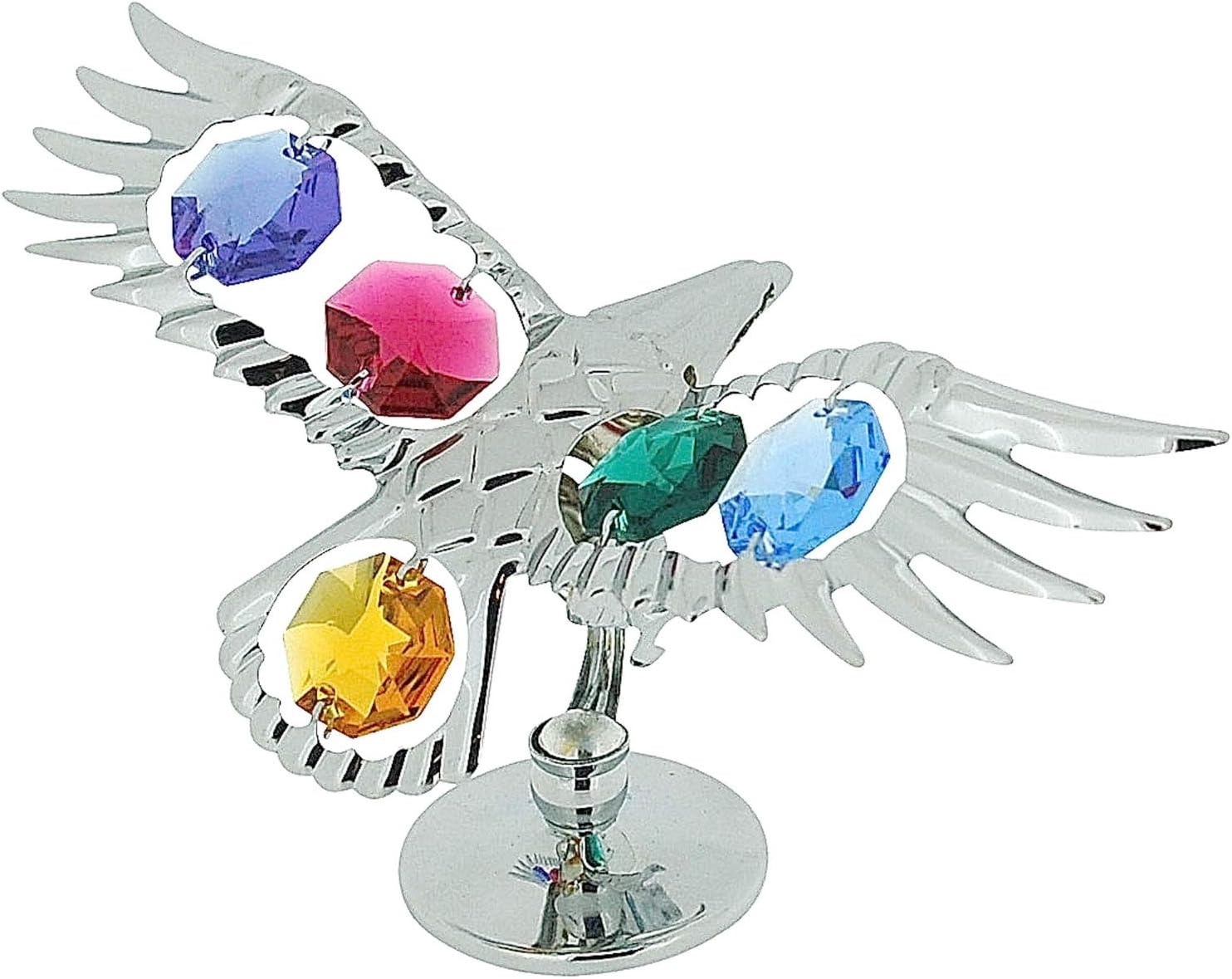CrystocraftFree Standing Chrome Plated Soaring Eagle Ornament Made With Swarovski Crystals