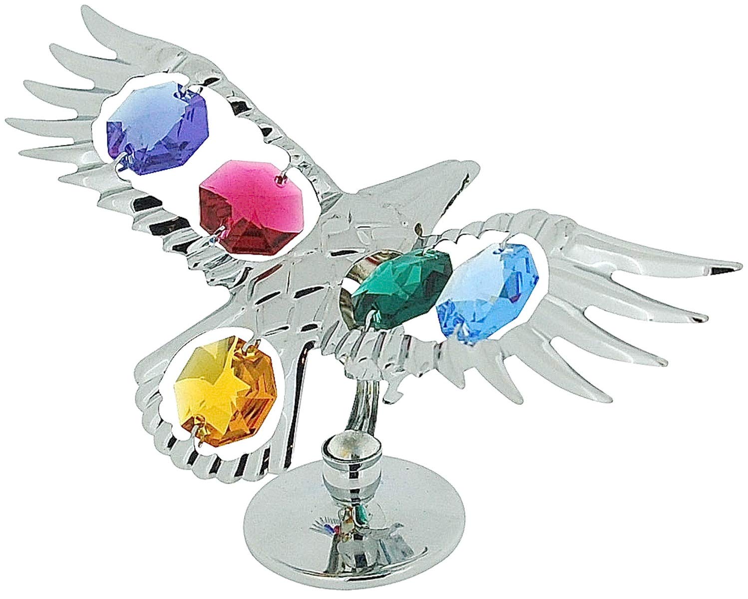 Crystocraft Free Standing Chrome Plated Soaring Eagle Ornament Made With Swarovski Crystals