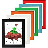 YIYINOE Eco-Friendly Cardboard Photo Frames Set of 6 - Removable Adhesive Ultra-Thin Frames for 10x8 Inch Pictures,No-Residue Easy Peel for Wall,Glass,Tile (White, Black, Green, Blue, Orange, Red)