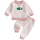 GINEVSAL Baby Girl Boy Golf Outfit Long Sleeve Stripe Print Crewneck Sweatshirt Jogger Pants Set Infant Fall Clothes