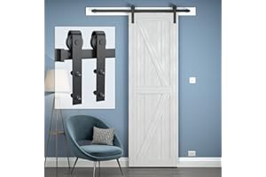 Genius Iron 5FT Single Barn Door Hardware Kit, Classic Design Standard Track with Upgraded Nylon Bearings, for 30in Wide Sliding Door Panel, Easy Installation, Basic J