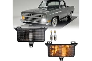 Smoked Lens LED Front Turn Signal Lights for 1983-1986 Chevy C10 C20 C30 K20 K20 K30 GMC C1500 K1500 Blazer Jimmy Amber Marke
