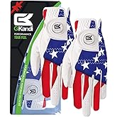 GKandi Golf Gloves Men Right Handed Golfer Left Hand Leather Stylish Value 2 Pack with Ball Marker, Mens Golf Glove All Weather Grip, Size Small Medium ML Large XL
