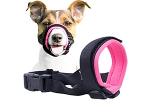 GOODBOY Gentle Muzzle Guard for Dogs - Prevents Biting and Unwanted Chewing Safely - New Secure Comfort Fit - Soft Neoprene Padding - No More Chafing - Training Guide Helps Build Bonds with Pet (XL, Pink)