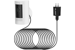 OLAIKE Indoor/Outdoor Power Adapter for Ring Stick Up Cam Battery/Plug-in, Weatherproof Cable(5m/16ft) to Continuously Charge Camera, No Need to Change Batteries, Black