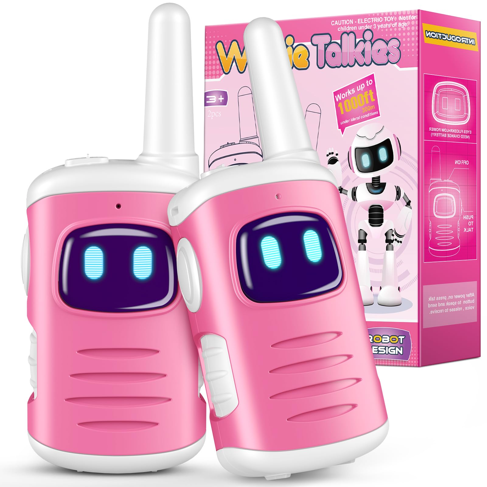 EUTOYZ Walkie Talkie, 4 5 6 Year Old Girl Gifts for 5 6 7 8 Year Olds Girl Toys Age 3-12 Kid Toys Walkie Talkies Walky Talky Birthday Presents Outdoor Camping White Pink — image 1