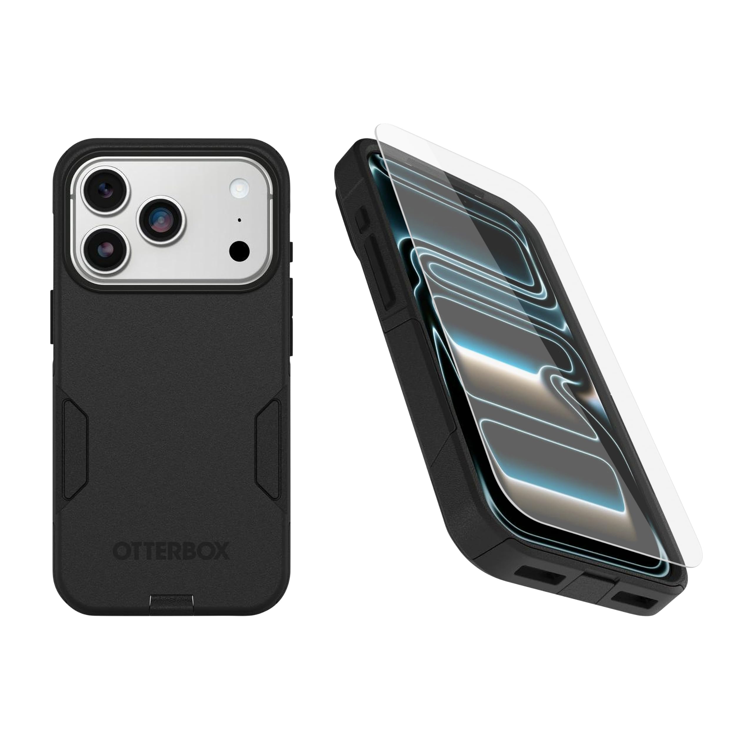 OtterBox iPhone 17 Pro (Only) Bundle: Commuter Series MagSafe Case & Screen Protector - Black - Built-in Magnets - Thin & Protective - with Port Protection