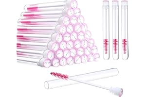 PATELAI 80 Pieces Disposable Mascara Brushes Tubes Set, 40 Pieces Empty Mascara Wand Tube with 40 Pieces Eyelash Brush Makeup Tool for Eyelash Extension(Pink Eyelash Style)