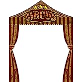 Ziliny 3 Pcs Carnival Party Decorations Halloween Awning Red and White Banner Circus Tent Concession Stand(Horror Circus Style)