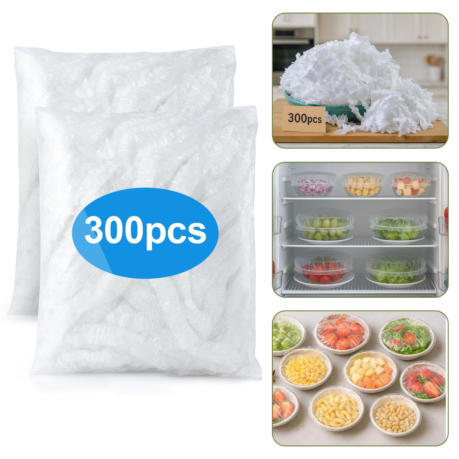 Photo 1 of 300PCS Bowl Covers for Bread Proofing – QUINGLU Elastic Plastic Food Covers, BPA-Free Reusable Disposable Wraps, Thickened Shower Caps for Bowls, Plates, fruit, Leftovers & Outdoor Picnics