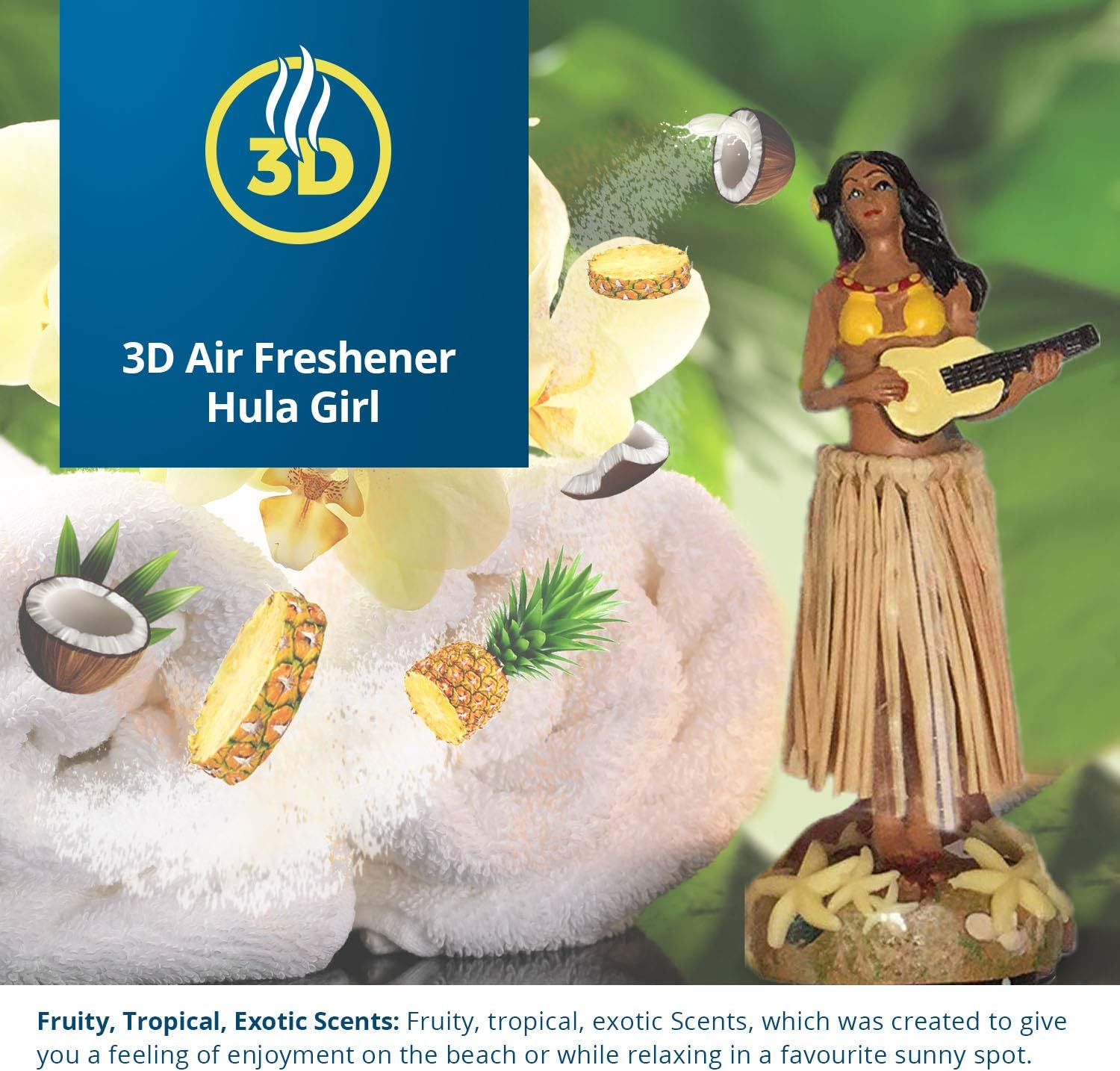 FRSH Scents FR9750 Car Air Freshener 3D Hula Girl with Pina Colada Fragrance, Beige, 50 g (Pack of 1) - Image 3