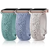 3 Packs Floral Engraved Bands Compatible with Apple