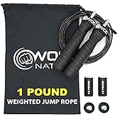 WOD Nation Weighted Jump Rope for Women & Men - 1 Pound (1LB) Adjustable Heavy Speed Jump Rope Handles with Removable Weights 4Crossfit, Cross Training, Boxing.