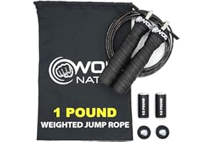 WOD Nation Weighted Jump Rope for Women & Men - 1 Pound (1LB) Adjustable Heavy Speed Jump Rope Handles with Removable Weights 4Crossfit, Cross Training, Boxing.