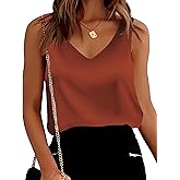 Mawor Satin Tank Tops for Women Loose Fit Sleeveless V Neck Cami Camisole Blouses Shirt Top