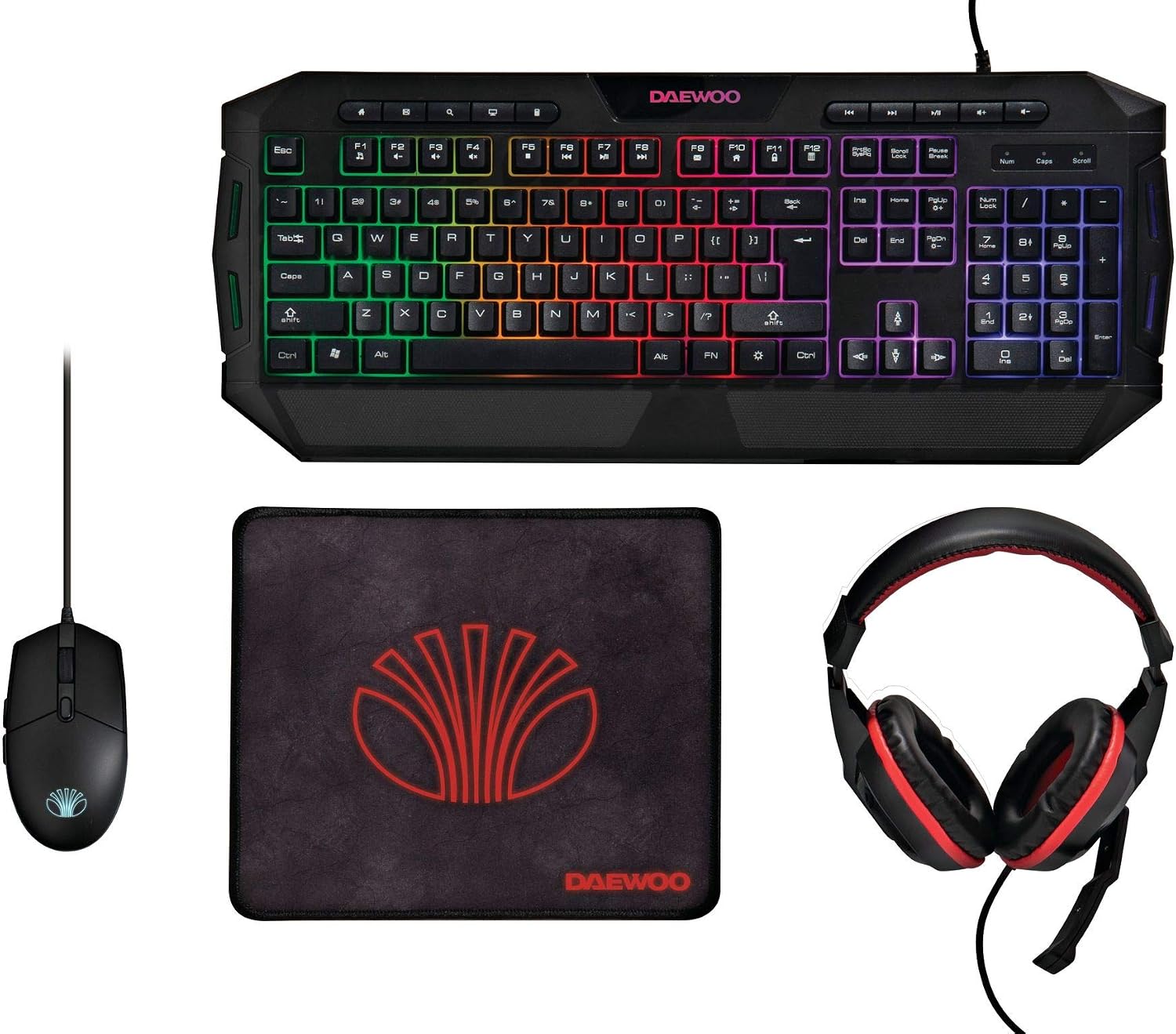 Daewoo Complete 4-IN-1 Gaming PC Set including Wired USB Plug Light Up Mouse & Keyboard, 40MM Speaker Headset with 20KHZ Mic - Image 3