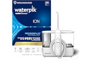 Waterpik ION Professional Water Flosser, Rechargeable and Portable for Teeth, Gums, Braces, 10 Settings, 7 Flossing Tips For Multiple Users And Needs, ADA Accepted, WF-12 White, Packaging May Vary