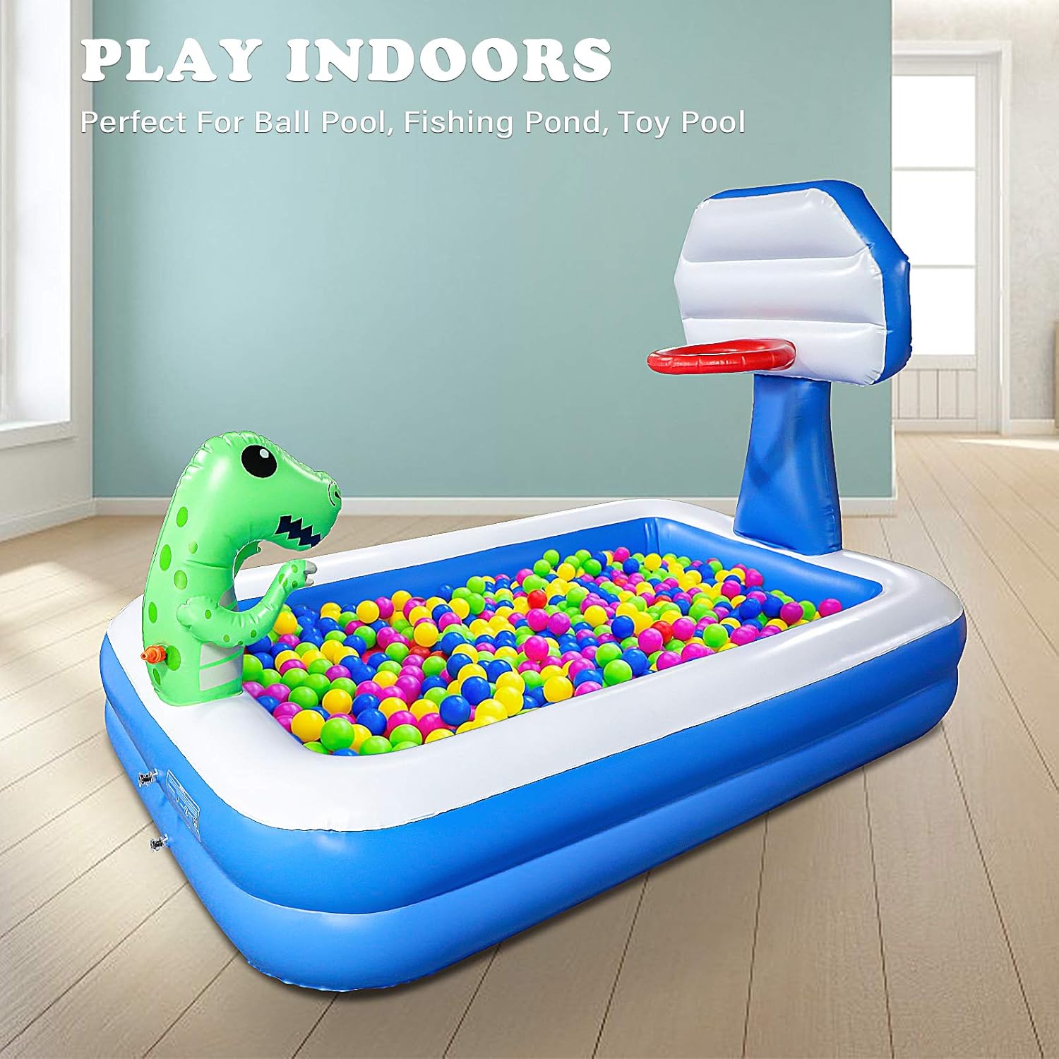 Growsly Inflatable Pool - Swimming Pool for Kids, Blow Up Kiddie Lounge Pool with Basketball Hoop and Dinosaur Sprinkler for Kids Adults Toddlers Age 3+, Outdoor Water Toys for Garden Backyard: Kitchen & Dining