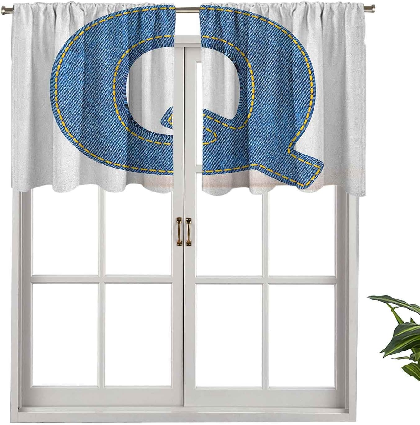 Hiiiman Cortina opaca con cenefa para barra de cortina, diseño