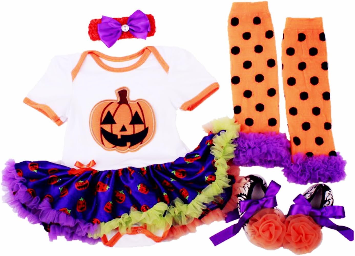 DQdq Infant Baby Girls' Halloween Costumes 4pcs Clothing Sets Romper Dress