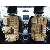 Molle Tactical Seat Back Organizer Panel with Pouches, Universal Fit For Vehicle Car, Khaki
