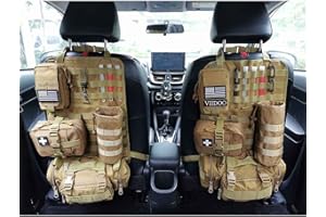 VIIDOO Molle Tactical Seat Back Organizer Panel with Pouches, Universal Fit For Vehicle Car, Khaki