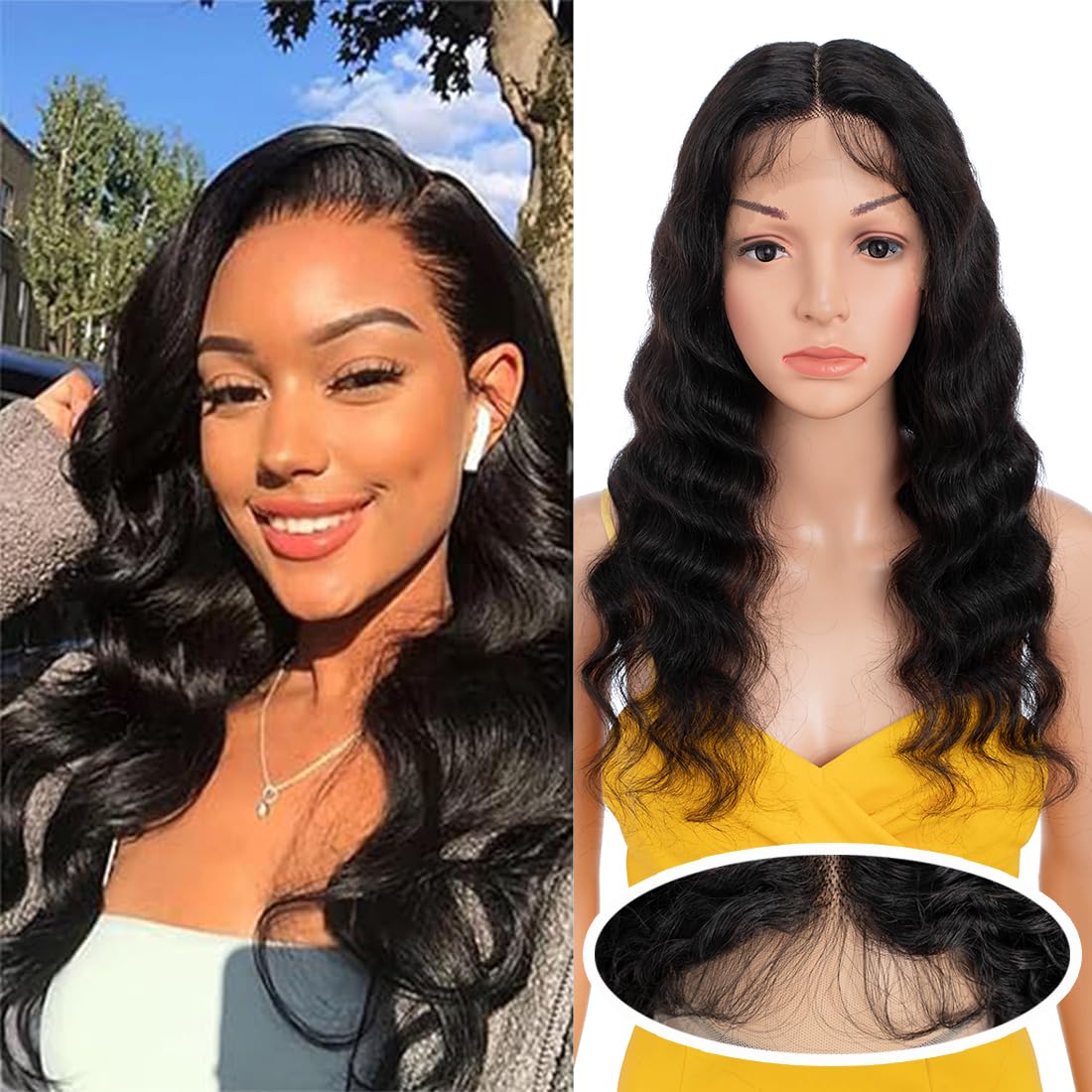 Lace Front Wigs Human Hair Loose Body 13x5x1 Lace Frontal Human Hair Wigs for Women 20inch 150% Density Glueless Brazilian Body Wave Real Human Hair Wig with Baby Hair Pre Plucked