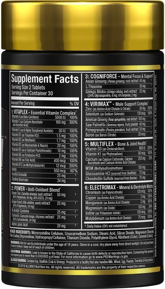 ALLMAX Nutrition Premium Vitaform, Performance Vitamin for Men, 60 Tablets: Health & Personal Care