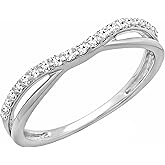 Dazzlingrock Collection Valentine's Day Gift 0.25 Ctw Round White Natural Diamond Contour Wedding Guard Band for Her in Real Solid Gold