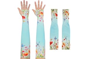 NPNGMYR Gardening Arm Sleeves for Women, Breathable Sun Protection Sleeves with Thumb Holes, UPF50+, Thorn Proof & Anti-Slip