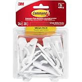 Command Small White Hooks, 24 Hooks, 28 Strips | Damage-Free Hanging with Adhesive, Heavy Duty Hanging Great for Organization and Storage, Holds up to 1 lb