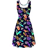Fanient Womens Sleeveless Dress Scoop Neck Sundress A Line Midi Dresses | Sleeveless u-neck Design, Breathable Cool Hot Summer Days for Beach, Tropical Vacation, Seaside Trip and Poolside Leisure