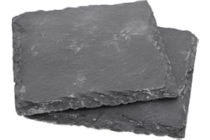 Balacoo Slate Stone 2Pcs Slate Reptile Basking Platform Tortoise Rock Plate Feeding Food Bowl Dish Feeding Slate Turtle Bathi