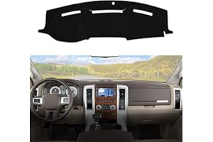 BERKSYDE Dashboard Dash Cover Mat Carpet Compatible with 2010-2014 Dodge Ram 1500 2500 3500 （Black）