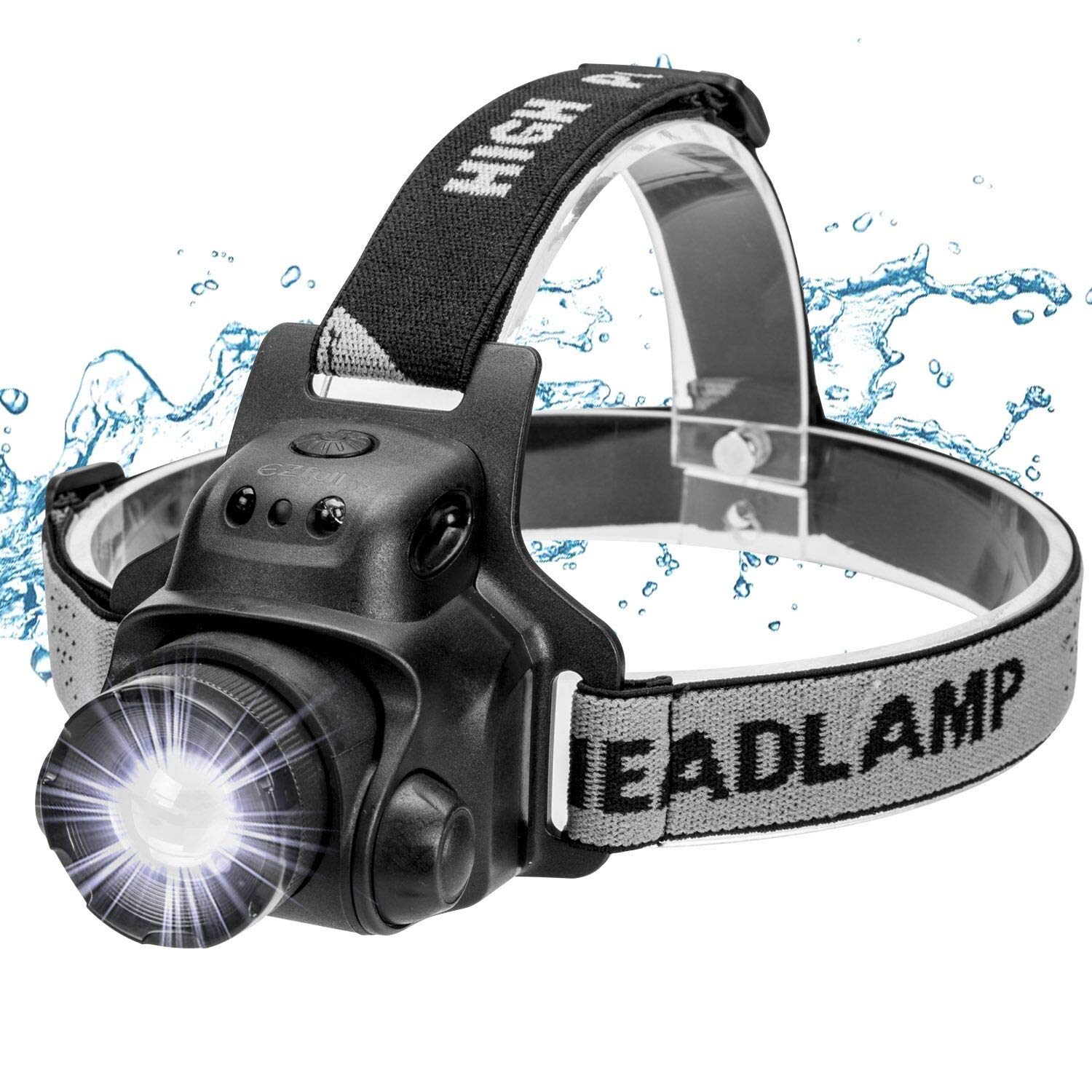 EZfull LED Headlamp Headlight, Head Torch USB Rechargeable Led Zoomable Flashlight Super Bright 1000 Lumen, 4 Modes, Waterproof Adjustable for Running, Walking, Camping, Reading Fishing Cycling Light