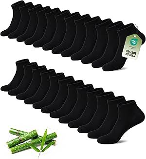 SukModen 12/24 Paar Sneaker Socken Herren Damen aus Bambus,Anti-Geruch Atmungsaktiv Weiche Halbsocken, Kurze Sneakersocken für Alltag, Freizeit, Shopping & Zuhause