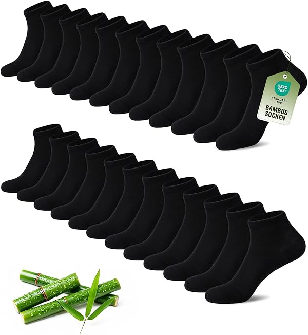 SukModen 12/24 Paar Sneaker Socken Herren Damen aus Bambus,Anti-Geruch Atmungsaktiv Weiche Halbsocken, Kurze Sneakersocken für Alltag, Freizeit, Shopping & Zuhause