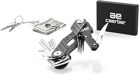 Amazon カーボンファイバーキーホルダーセット Includingキーオーガナイザー Key Shaped折りたたみ式ナイフ ポケットマネークリップ 栓抜き Simカードopener キーチェーン カラビナ 拡張子キットto Hold Up To キー And More 文房具 オフィス用品
