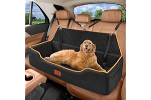 XIEEAOZEE Dog Car Bed Booster, Comfortable Travel Seat for Large/Medium Dogs, Fully Detachable & Washable with Thick Cushion (Black)