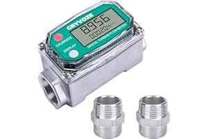 GRYVOZE 3/4 Inch Digital Turbine Water Fuel Flow Meter with 3/4 Inch NPT Male, 0.8-13.2 GPM Inline NPT Thread ±1% Accuracy Fl
