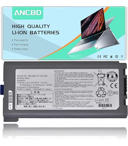 A AMANDA New Laptop Battery 9cell Replacement for Panasonic Toughbook Cf-30 Cf-31 Cf-53 CF-VZSU46 CF-VZSU46S CF-VZSU46U CF-VZSU46R CF-VZSU46AU CF-VZSU71U CF-VZSU72U 10.65V 8.55Ah