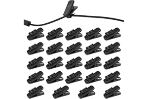 STYQUENZER 24 Pcs Clips for Earphone Wire, Hat Clips for Wind Headphone Wire Clip Headset Cable Clamp Headphone Mount Cable Clothing Clip Use for Fixing Earphone/Microphone Cord (Black)