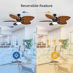 YITAHOME 52" Tropical Ceiling Fan with Light