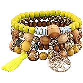 Vesitim Stackable Stretch Bracelets for Women Tree of Life Bead Bracelet Boho Jewelry