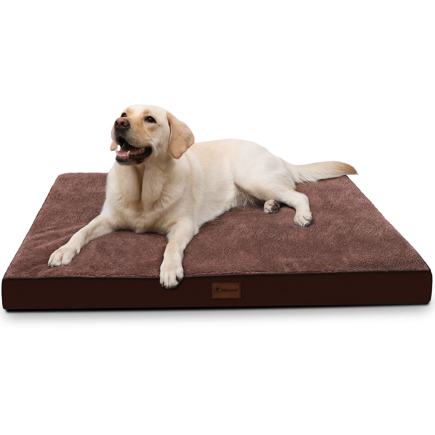 Photo 1 of MIHIKK Waterproof Dog Bed Medium Size Dog Orthopedic Dog Beds for Crate with Removable Washable Cover Egg-Crate Foam Pet Pad Mat with Anti-Slip Bottom, 35x22 Inch, Brown