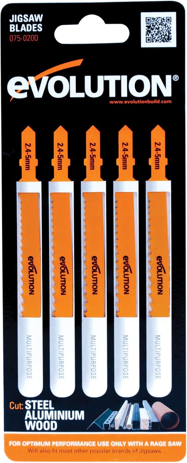 Evolution Power Tools 075-0200 Evolution Multi-Purpose Jigsaw Blades (Pack of 5),Orange - Image 3